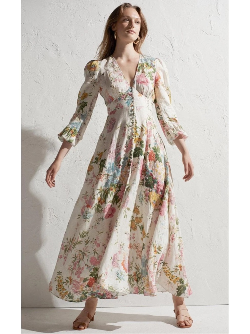 Zimmermann Multicolor Floral Print Linen Heathers Maxi size 3 - Picture 3 of 9